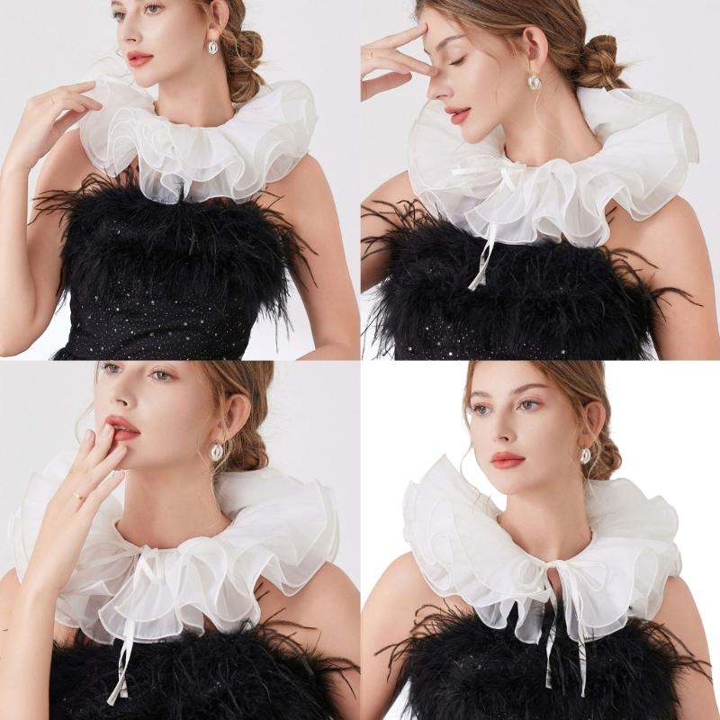 Themed Party Neck Ruff For Jester Costume Breathable Mesh Collar Neckpiece Halloween Transformation Accessory
