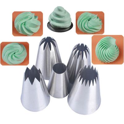 5 Stück Kuchen Dekorationsset Kekszubehör Russische Zuckerguss Spritztülle Gebäckdüse Edelstahl Küchenhelfer Fondantdekor