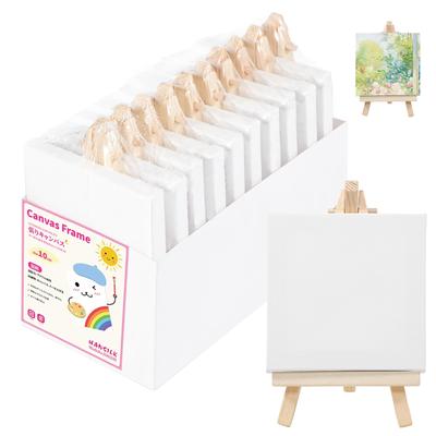 HANSILK Pack of 10cm X Square Mini Canvas Board with Painting Suitable for and Oil Painting Canvas, 10, 10cm, Canvas, Easel, Painting, Practice,