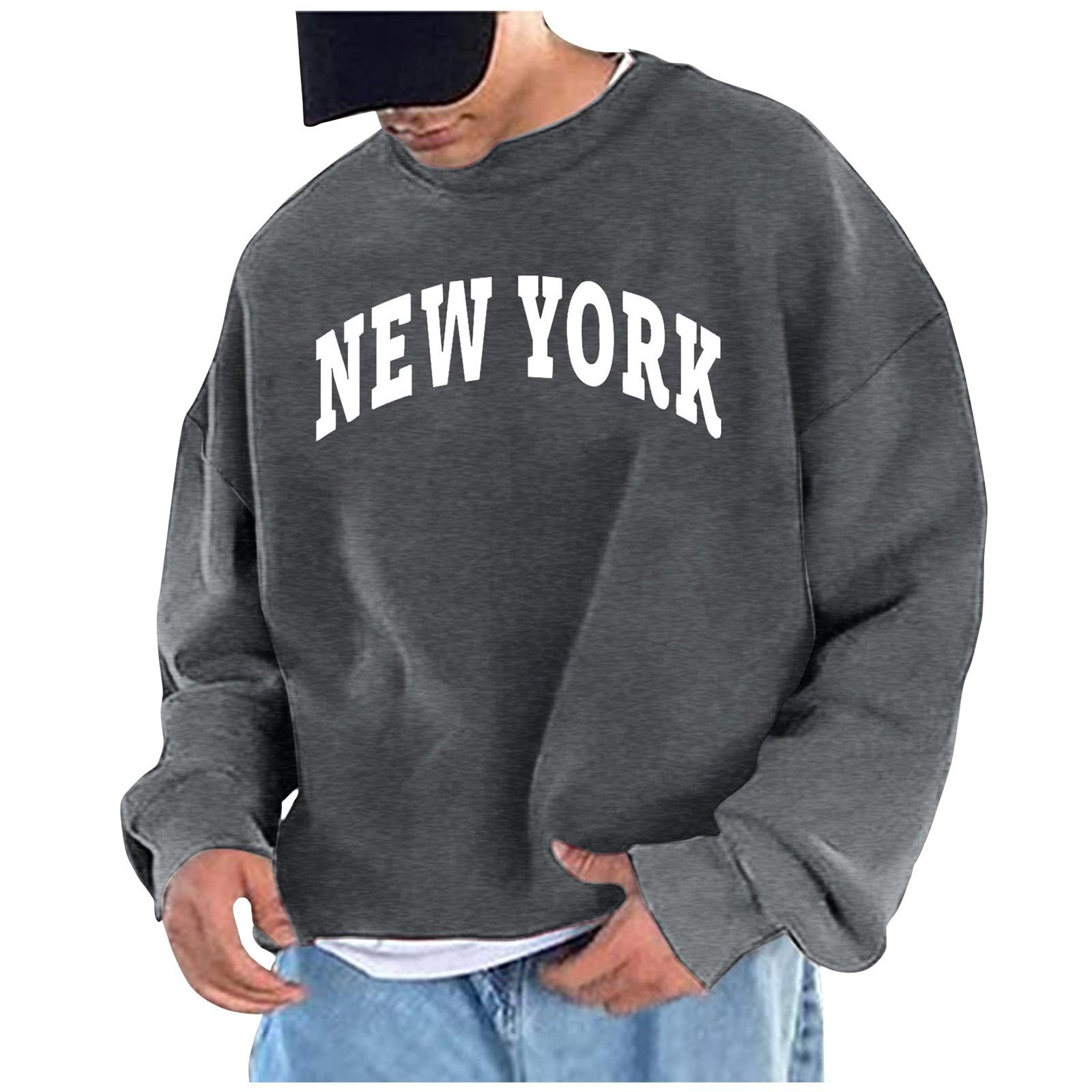 

Мужские однотонные свободные толстовки с буквенным принтом, с заниженными рукавами и круглым вырезом, мужские повседневные спортивные толстовки XXXL