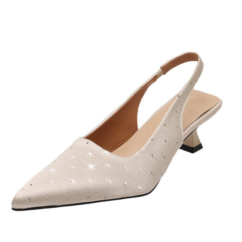 

Fashion Brand Designer Slingbacks High Heels Pumps Women Pointed Blue Pointed Toe Party Shoes Summer Thin Heeled Sandals High Heel Shoes 43 белый