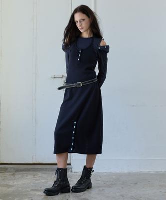 Heretic Button Halter Neck Dress / Black