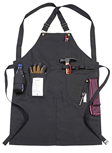 Captain Stag (CAPTAIN STAG) Camping/DIY Apron, X-Shaped, One Size Fits All, Work Apron, Flame-Retardant Fabric, Black, FIRE PROOF UP-2695, Body Width