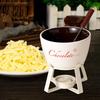 Cheese Fondue Pot Ceramic Butter Heater Cookware Chocolate Melter with 1 Fork for Candy