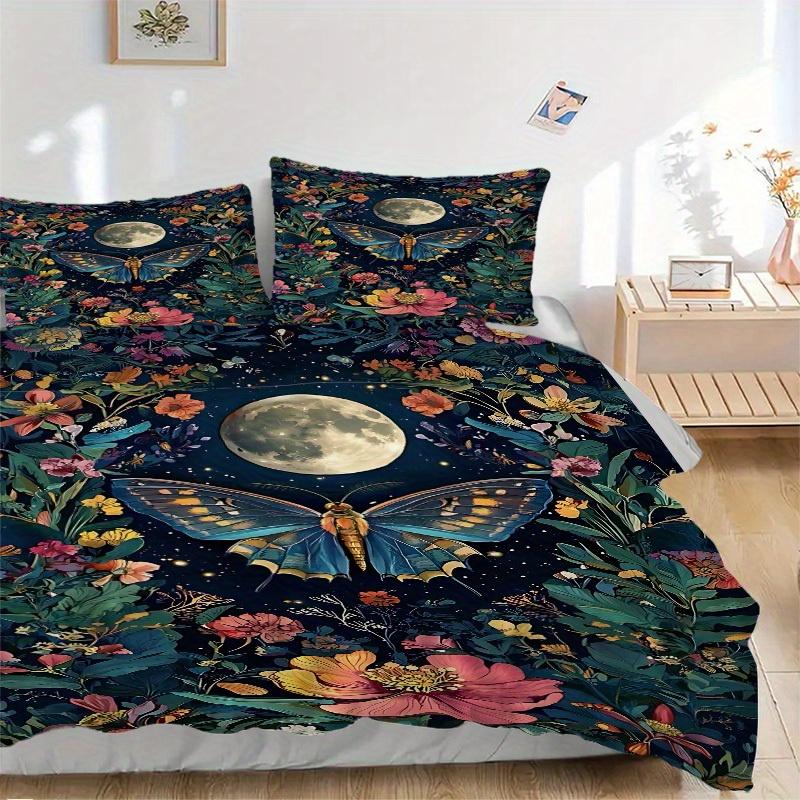 3pcs Butterfly Garden Bedding Cover Set, Fashion Classic Popular Print Bedding Set, Soft Comfortable, All Season Use, For Bedroom, Guest Rooma0819191