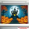 Party Backdrop Halloween Moon Flat Witch Silhouette Bats Event Backdrop Decoration Party Decor