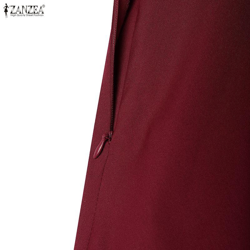 ZANZEA Women Casual Turn Down Collar Patchwork Long Sleeve Dress