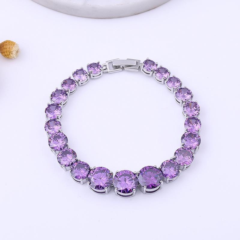 Náramek se zirkony postupné velikosti s měděnou platinou a drahokamy, ručně vyráběné kulaté barevné šperky.