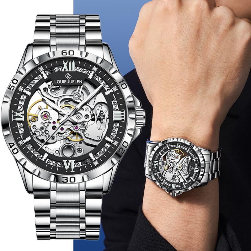 Hollow Skeleton Men's Mechanical Wristwatches Fashion Luminous Watch Men Business Waterproof Automatic Watch For Men