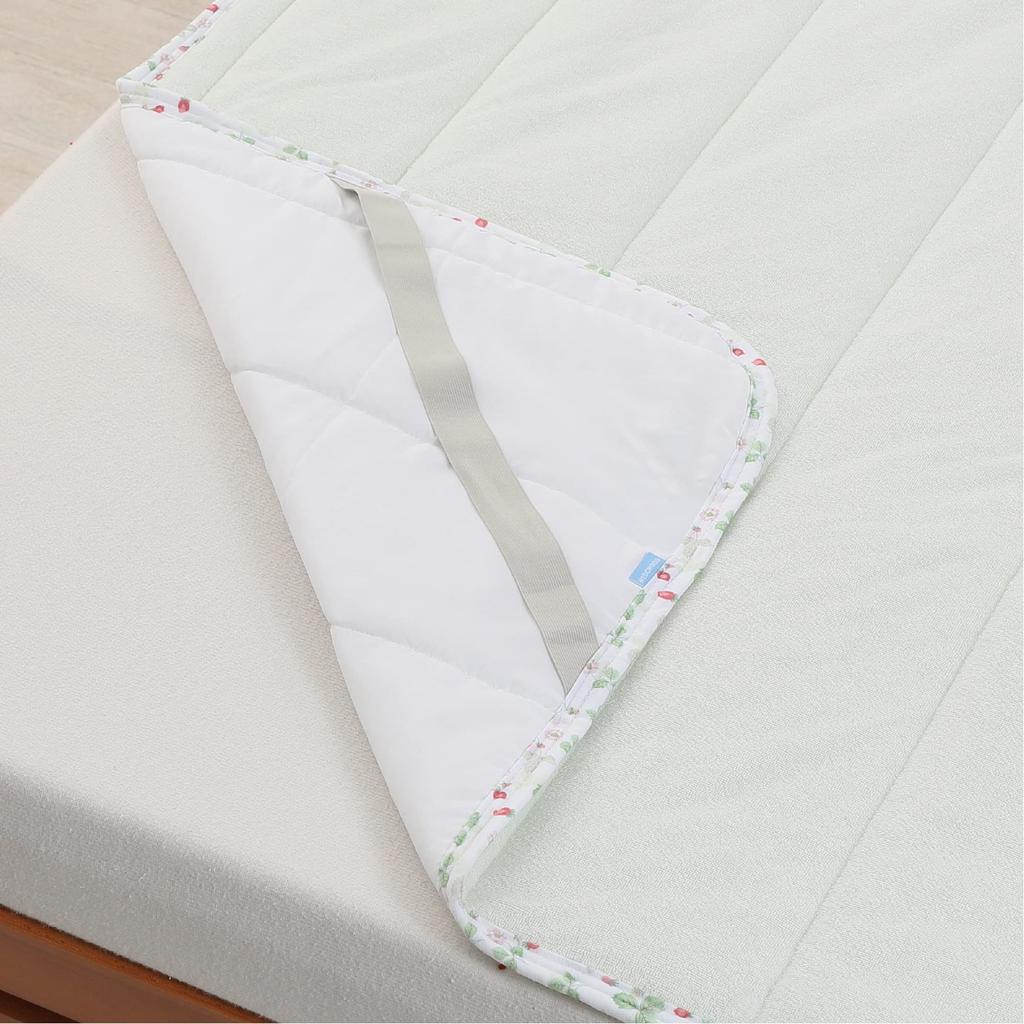 Nishikawa Washable Single Mattress Pad, Sinker Pile, High-Performance Rubber, Wild Strawberry and Wedgwood Green, CM03500003