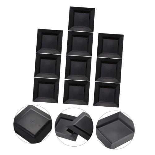 SEWOART Plastic Disposable Plates, 10-Pack, Black, for Camping, BBQs, Food Serving, Individual Trays, Dinner Parties, and Home Use (Styles Unspecified