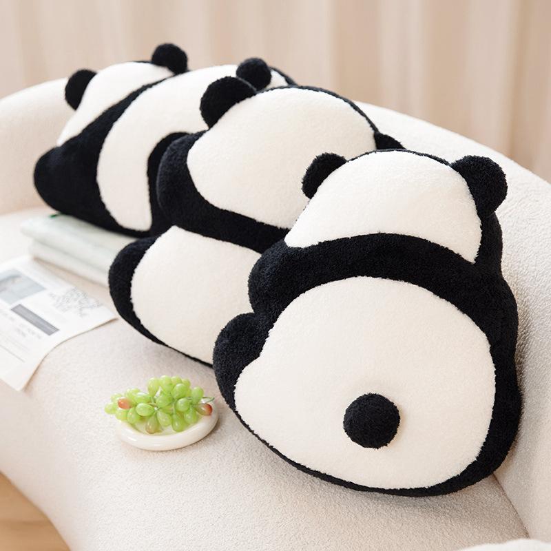 Cartoon Panda Back Throw Pillow Blanket Plush Toy Black And White Panda Doll Home Sofa Pillow Doll