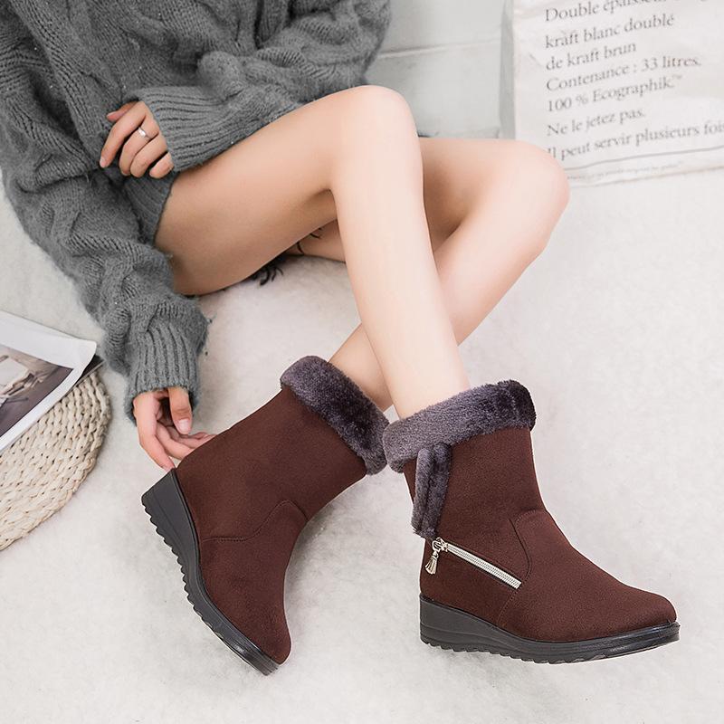 New Snow Boots Women's Flat Heel Casual Boots Winter Warm Cotton Shoes Large Boots