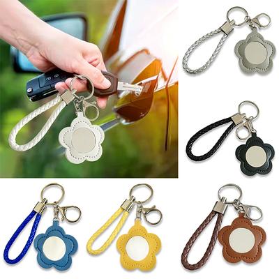 1PC Keychain Bag Charms Leather Fashion Mini Mirror Cute Floral Shape Portable Makeup Mirror Makeup Touch-up Multicolor