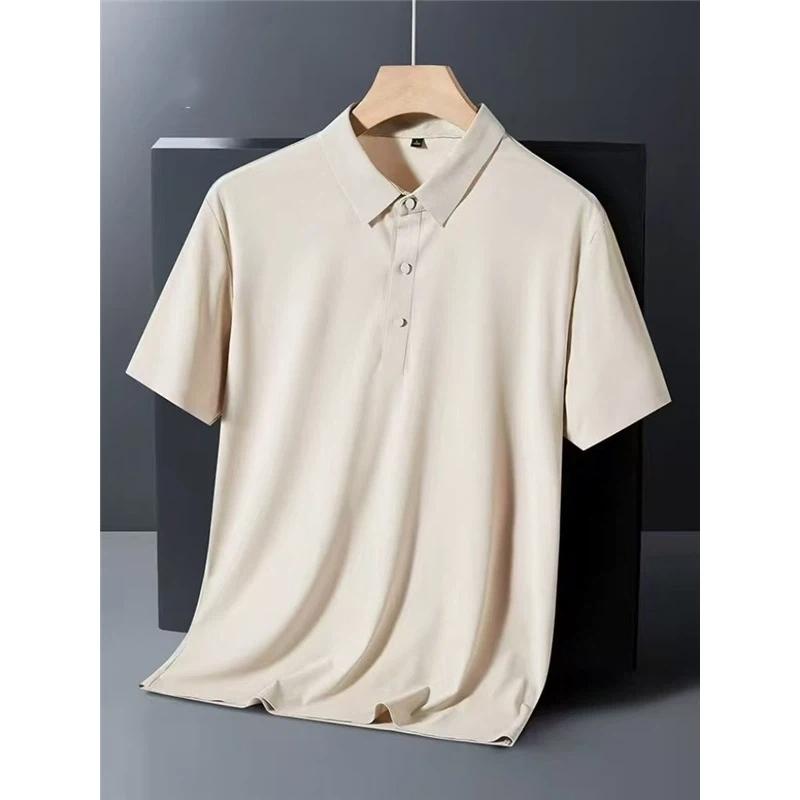 Men's Striped Polo Shirt Short Sleeve Casual Breathable Business Top