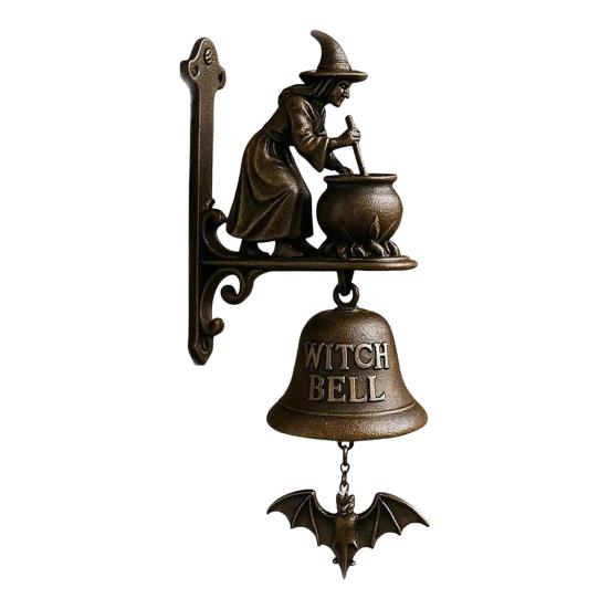 Halloween Witch Bell Vintage Metal Welcome Doorbell Shopkeeper Bell Home Office Entrance Door Wall Mount Decorative Bell