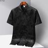 Chinese-style Men Short-sleeved Shirt, Summer Stand-up Collar Single-breasted Shirts, Decorated with Chinese Dragon Patterns.