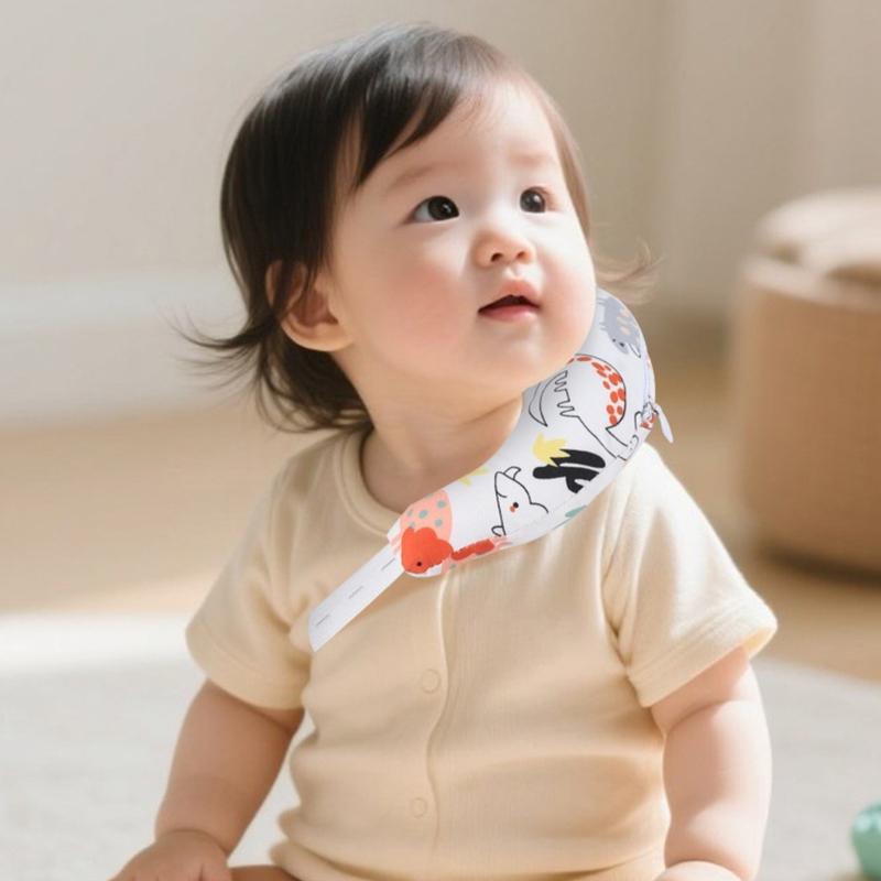 Baby Pillow with Ergonomic Neck Support Breathable Cotton Pillow with Cartoon Pattern for Newborns Infant