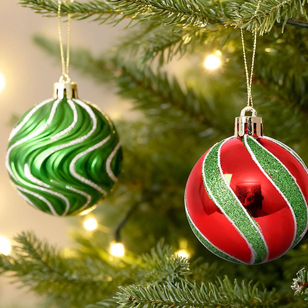 Plastic Painted Christmas Ball Ornaments Set for Tree Hanging Decor