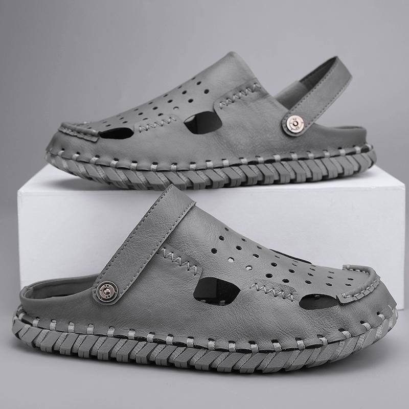 Fashion Men Handmade Sandals Genuine Split Leather Men Beach Sandals Brand Men Casual Shoes Flip Flops Men Slippers Sneakers Summer Shoe