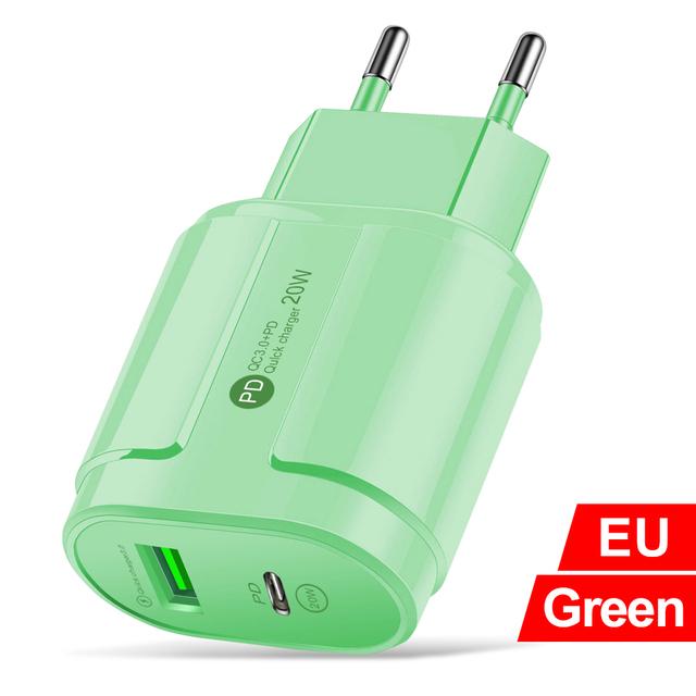 PD20W QC 3.0 Fast Chargerr EU US Plug Universal Wall Multiple USB C Adapter Phone Charger For iPhone 14 Samsung Xiaomi Huawei