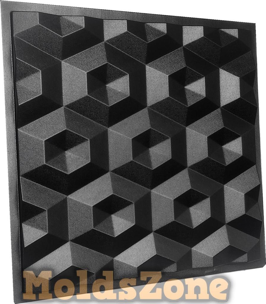 3D Wall Panel Mold for Gypsum, Plaster or Concrete Tile for Decorative Wall Panels 'Diamonds'