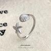 Cui Yan Jewelry S925 Silver Korean Starfish Seashell Women's Ring - Popular European & American Open Design