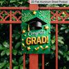 Plat 2D 1 pièce "Félicitations DIPLÔMÉ(E) !""" Panneau Décoratif Mural en Métal Aluminium - 20x30 cm Décor de Remise de Diplôme Vert & Doré, Art Mural Chapeau de Diplômé & Feux d'Artifice, Parfait pour"""
