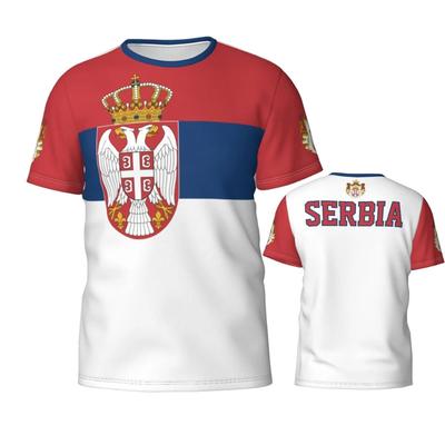 Serbian Flag Badge 3D T-shirt for Men's and Women's T-shirt Shirts Team Clothing Football Fans Gift
