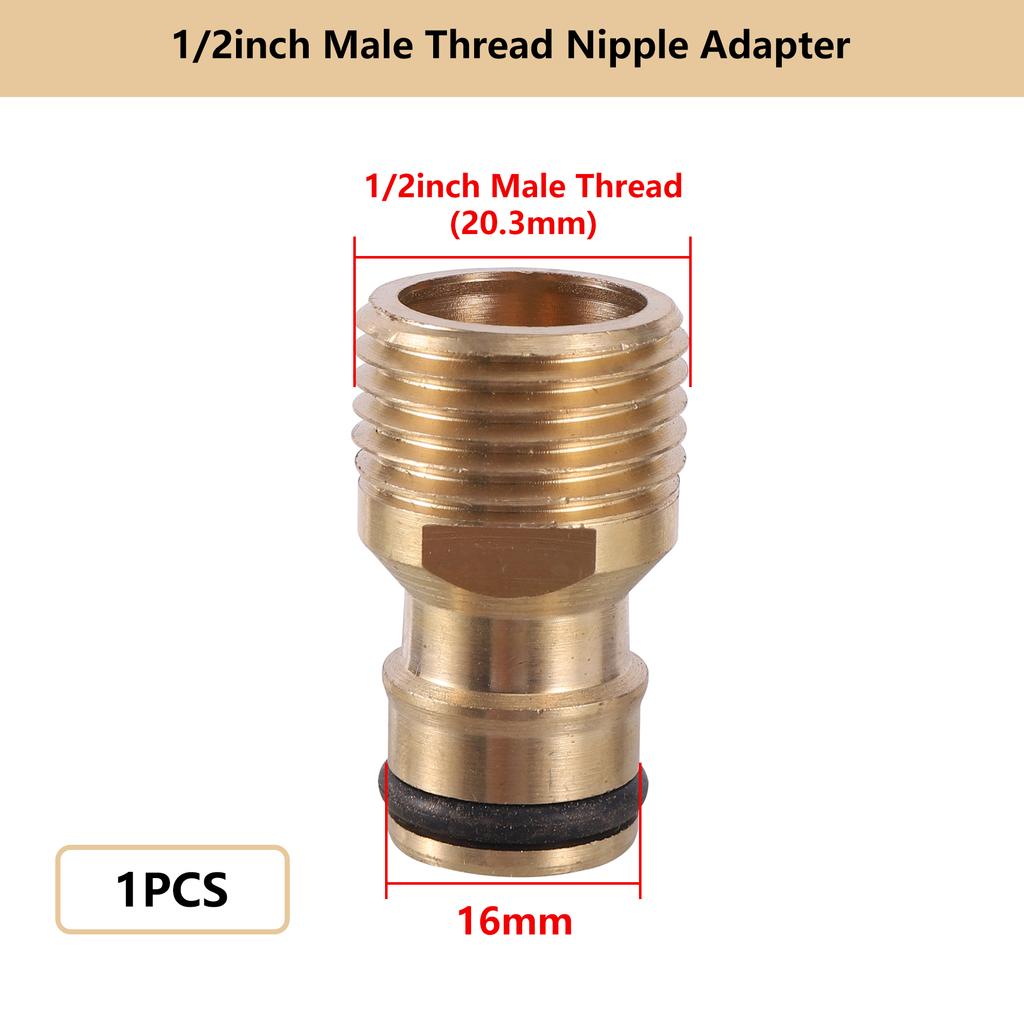 1/2" 3/4" 1" Threaded Brass Quick Connector M22/24 Nipple Fitting Garden Hose Quick Connect Faucet Adapter Water Hose Connector