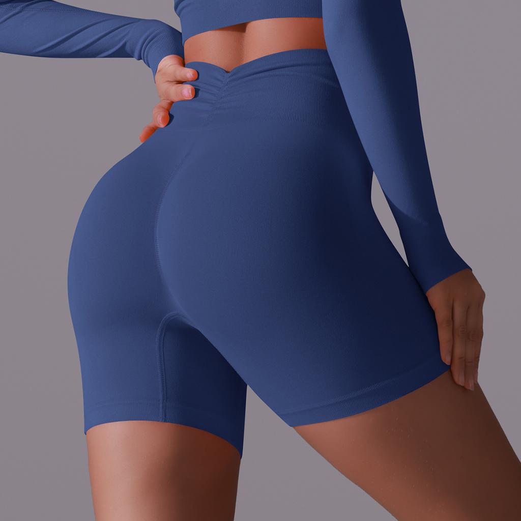 Short de sport sans couture pour femmes, taille haute, pour entraînement, gymnastique, hanche, pêche, Fitness, Yoga, Leggings