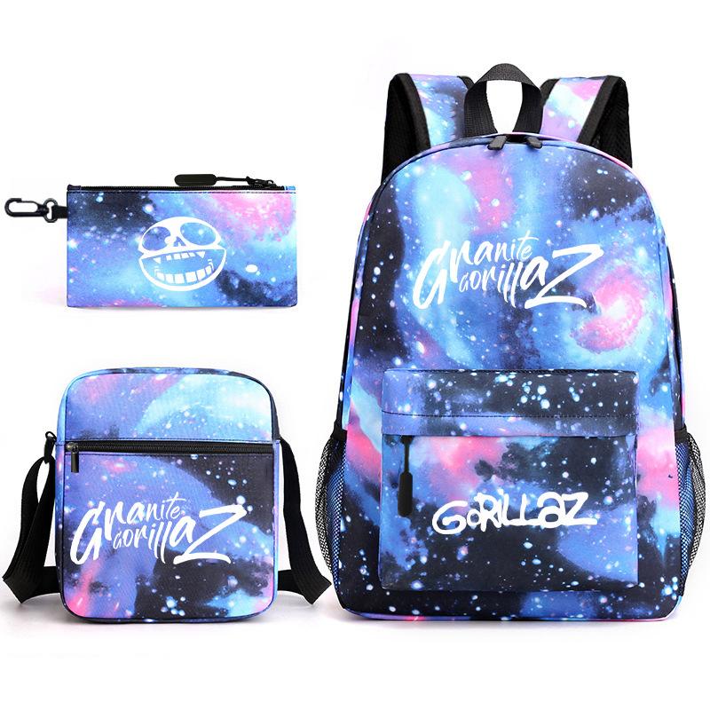 British virtual band trend heat transfer, primary and secondary school students schoolbag Gorillaz children's starry sky three-piece set, teenagers