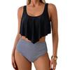 Women Two Piece Swimsuit Tankini Top High Waist Bikini Set with Floral Print and Scoop Neck Design for Swimming Pool Beachwear