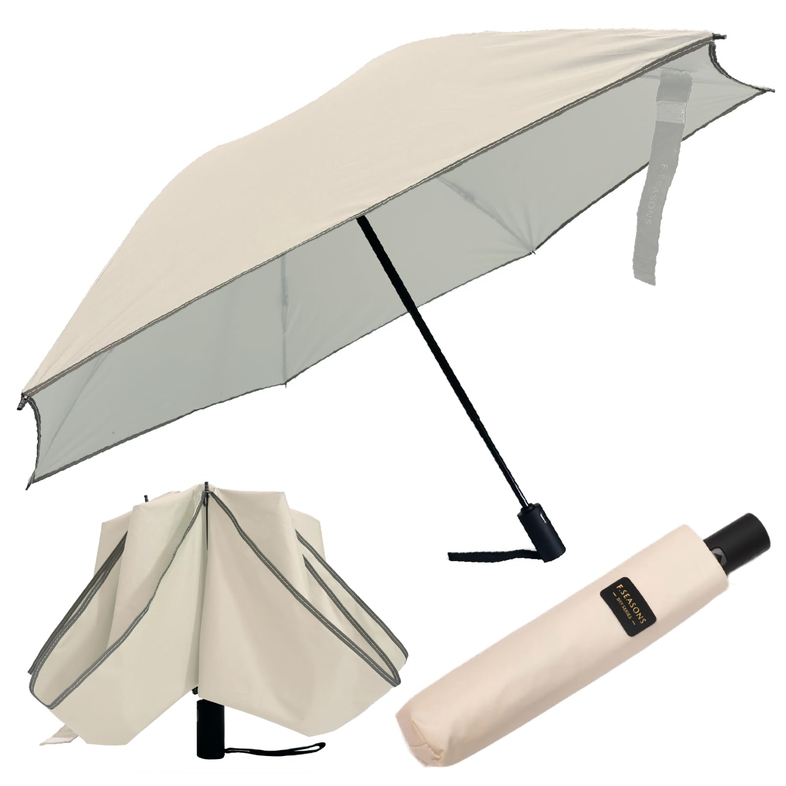 

Folding Inverted Automatic and Folding Heat UV Suitable for Sun and HX02 F-SEASONS One-Touch Umbrella, Lightweight, Open/Close, Large, Men s Women s, слоновая кость