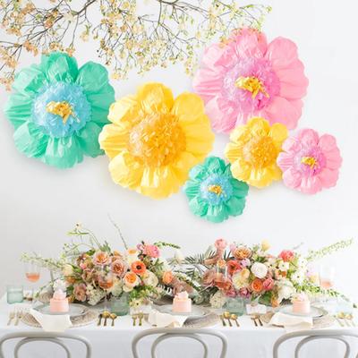 3 Peças Papel Crepom Flores Amassadas Pompons Casamento Chá de Bebê Chá de Noiva Carnaval Festa Aniversário Decoração de Fundo de Parede para Quarto de Bebê