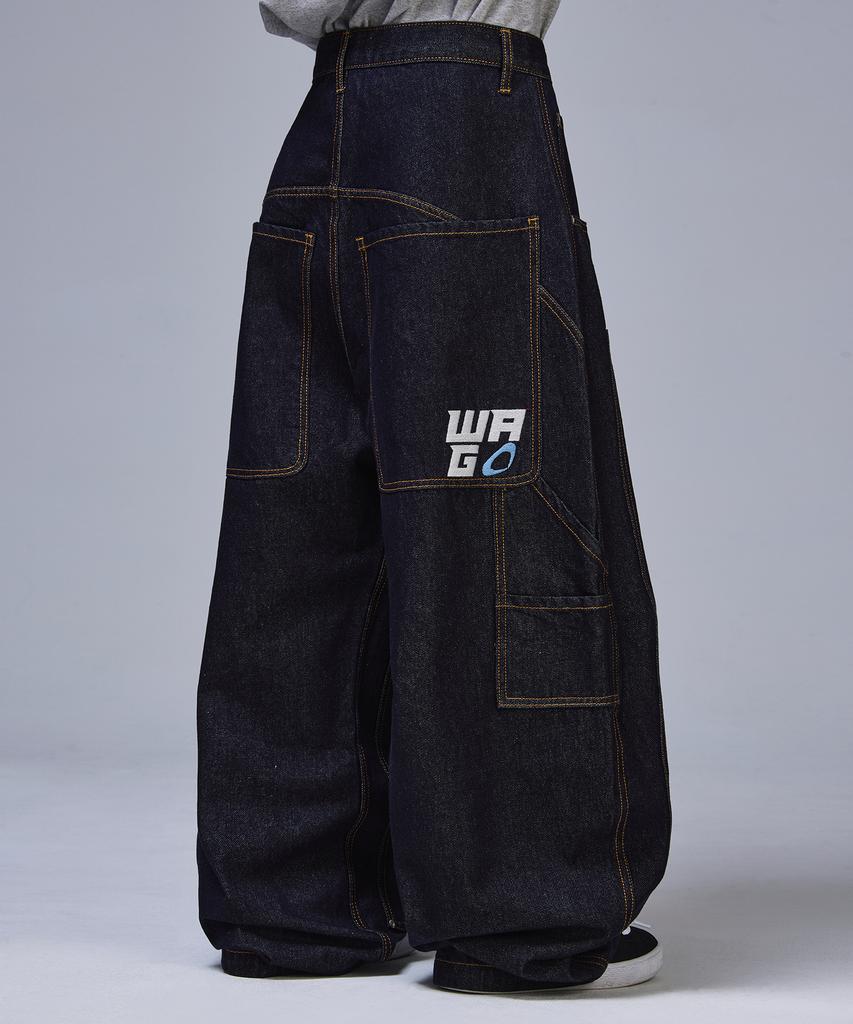 SCALLYWAG Double Knee Baggy Carpenter Raw Denim [Indigo]