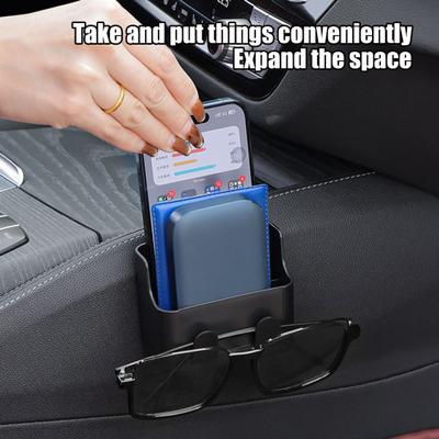 Multi-Function Car Storage Box Self-Adhesive Organizer for Phone Cards Wallet Dashboard Tray for Vehicle Home Office