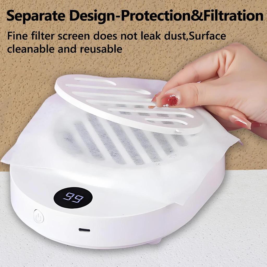 USB Rechargeable Manicure Nail Vacuum Cleaner Strong Suction Nail Dust Collector Portable Nail Art Vacuum Dust Cleaner
