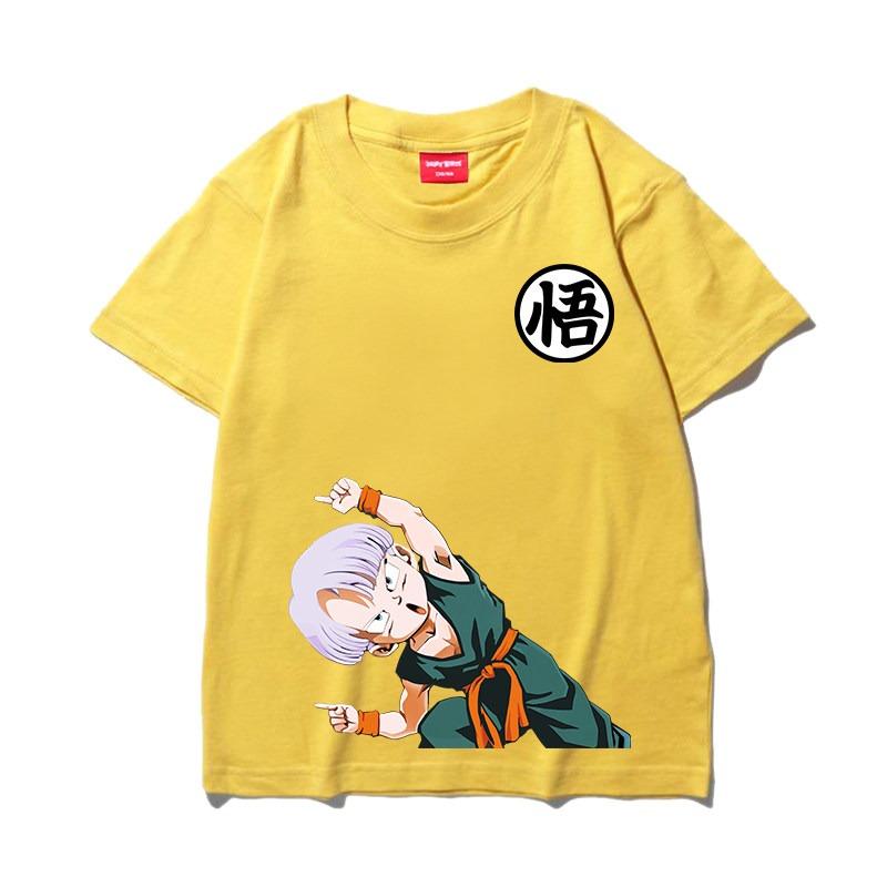 Boys, Girls and Adults Dragon Ball Goku Cartoon Short-sleeved T-shirt, Japanese Anime Fusion Children's Printed Trendy Top