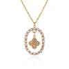 JUSTOP Retro Four-Leaf Clover Pendant Necklace 18K Gold Plated with Diamond Inlay