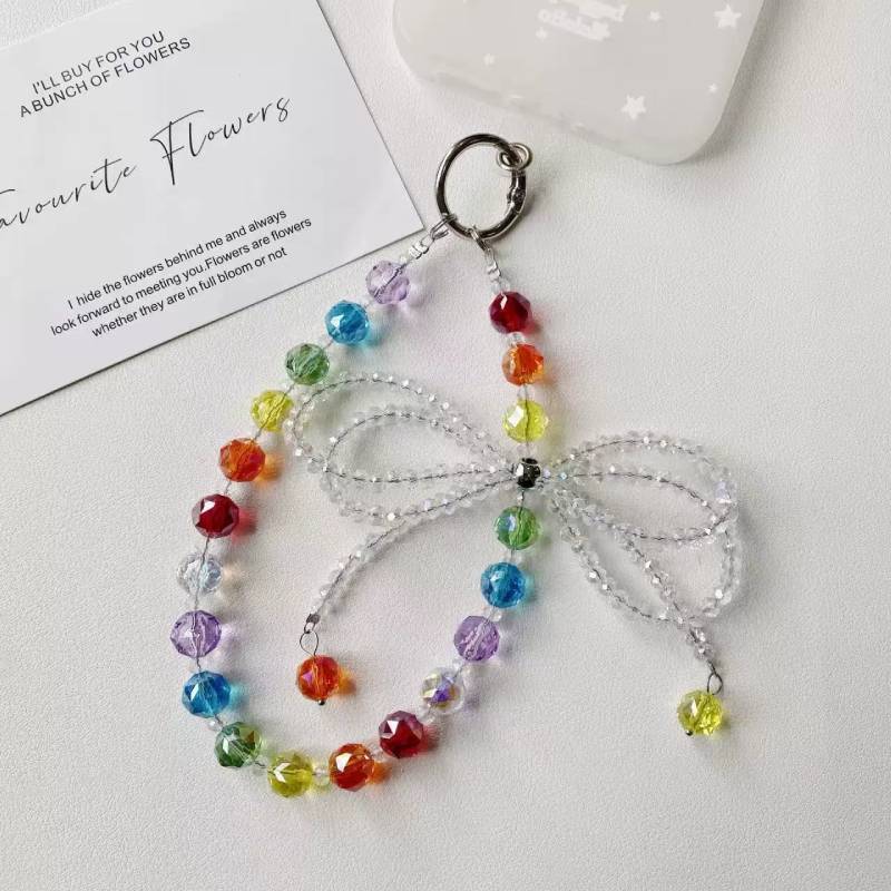 Laccetto per Telefono a Forma di Farfalla con Cristalli Arcobaleno e Cordino in PVC per Donna e Uomo