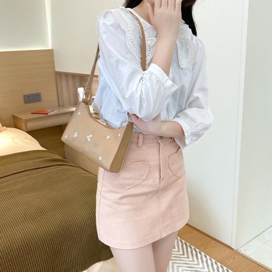 Floral Embroidered Underarm Bag Faux Leather Shoulder Bag Ladies Handbag Shoulder Purse 826₽