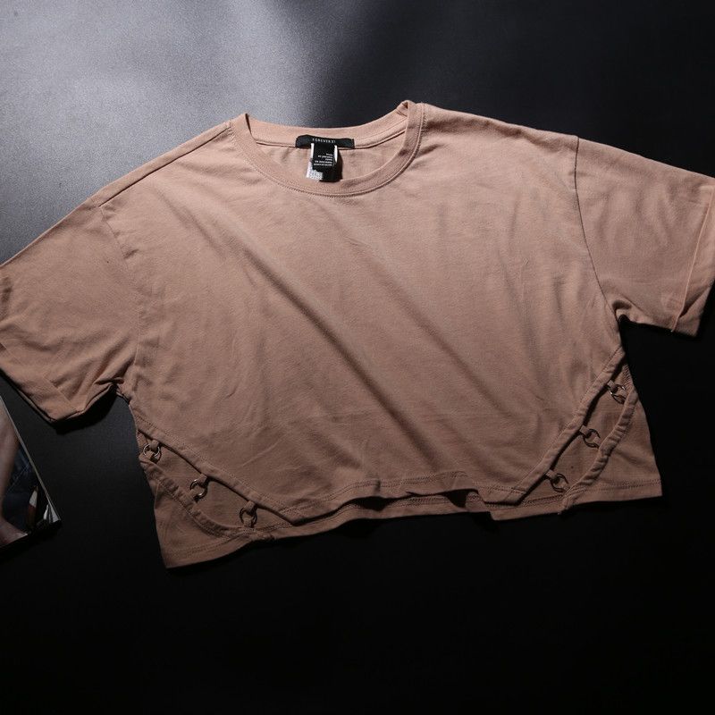 

Fashion Women s Comfortable round Neck Workout Clothes Slim Looking Short Sleeve Dark Skin Tone L