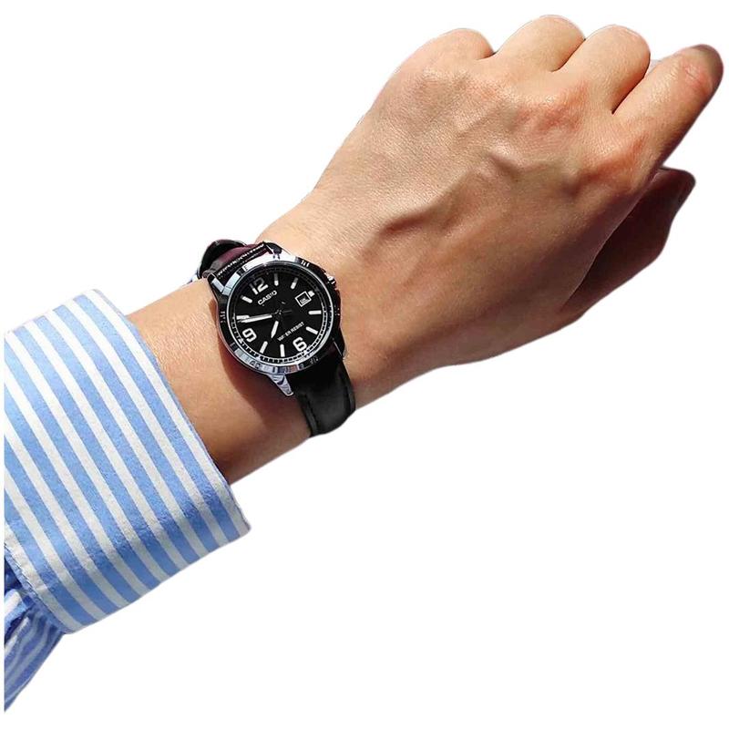 Casio STANDARD Series Retro Fashion Simple Quartz Movement Genuine Leather Strap Japanese and Korean Watch Women's Watch Black Dial LTP-V004L-1B