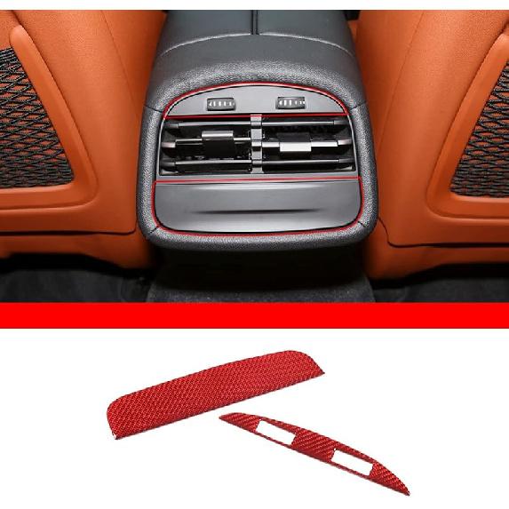 LLKUANG Soft Carbon Fiber Rear Back Seat Air Vents Decor Trim Cover Air-Condition Vent Cover Panel Trim Frame Interior Accessories for Maserati