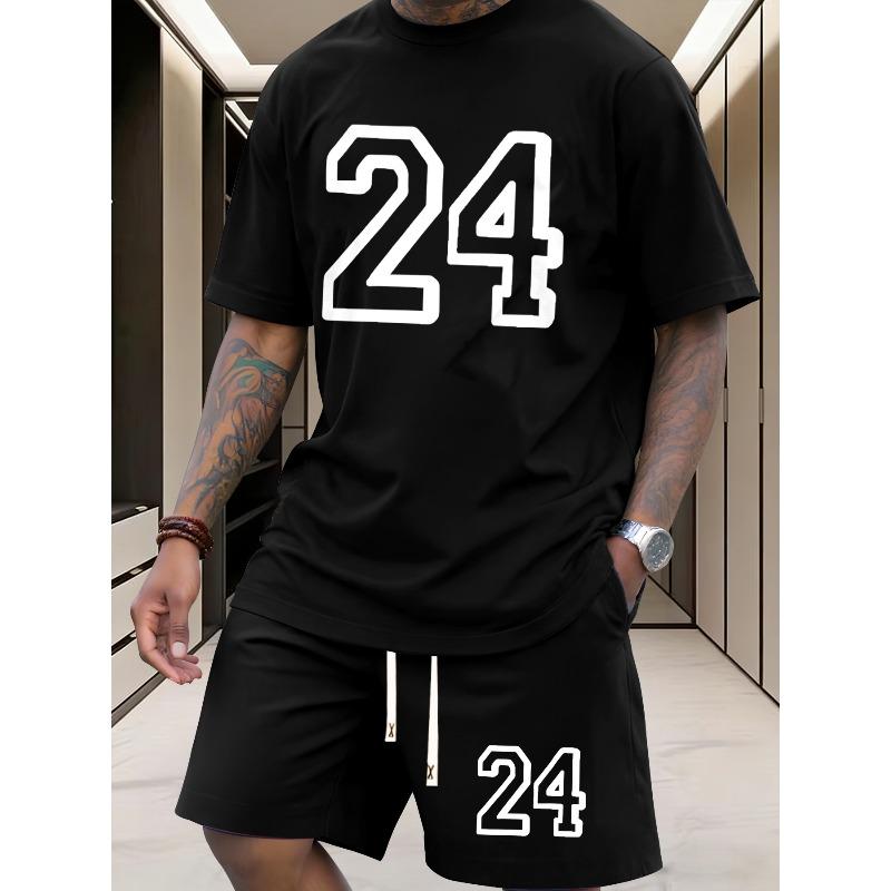 

European Size Men S Summer Casual Sports T-shirts Featuring a Popular Number 24 Design, Ideal for Summer Activities, Gym Workouts, And Outdoor Sports. S чёрный