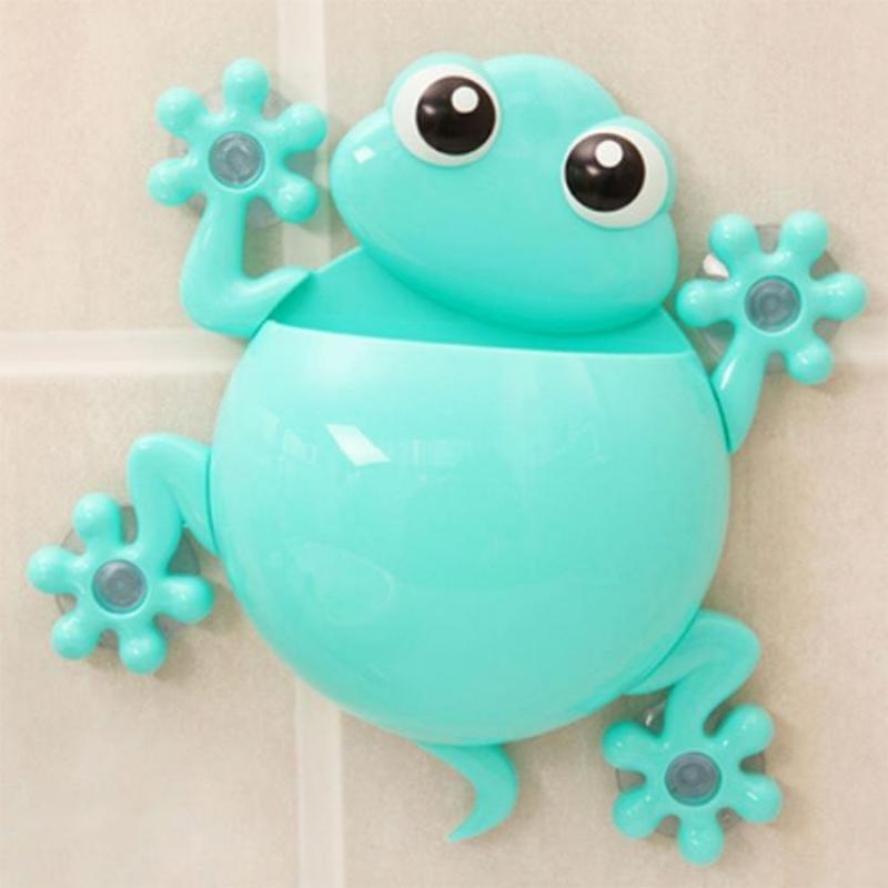 1PC Animal Frog Toothbrush Holder Family Set Wall Bathroom Hanger Suction.