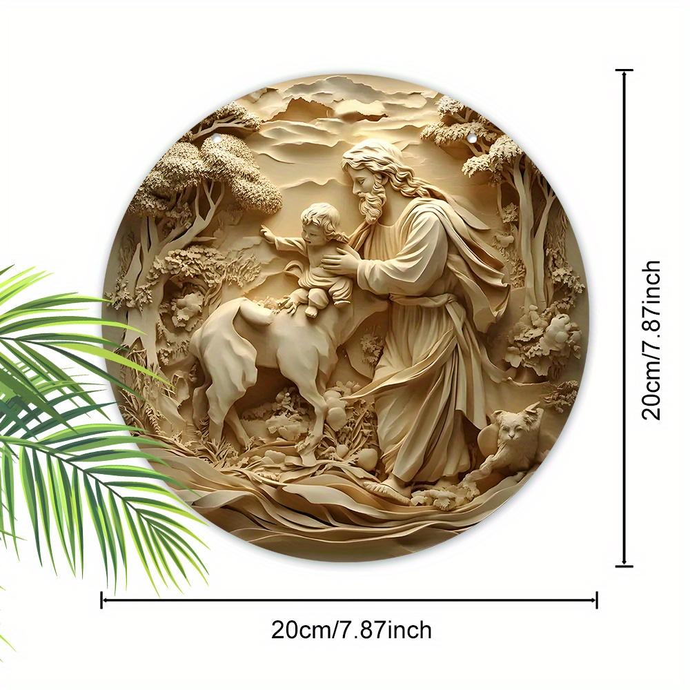 5pcs Jesus' Birth Nativity Scene Wooden Ornament - 2D Baptism & Savior Lamb Design, Perfect for Christmas & All-Season Home Decor