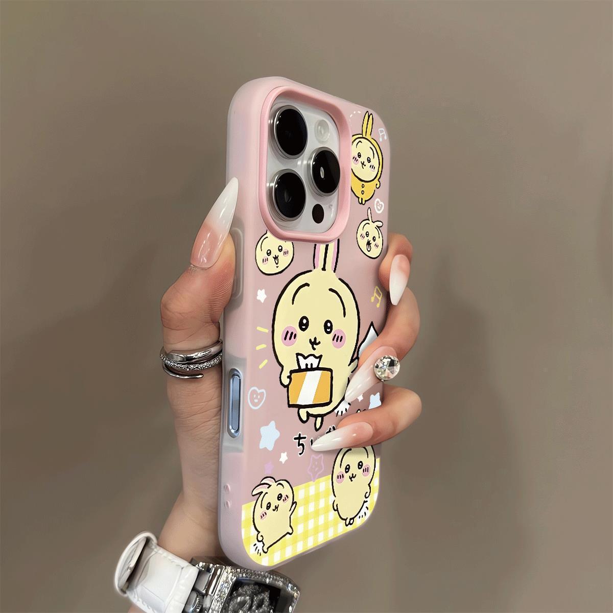 

Yellow Plaid Usagi Dual-Layer Jelly Phone Case for iPhone 17 Pro/16 - Drop-Proof Design iPhone 17 Pro Max