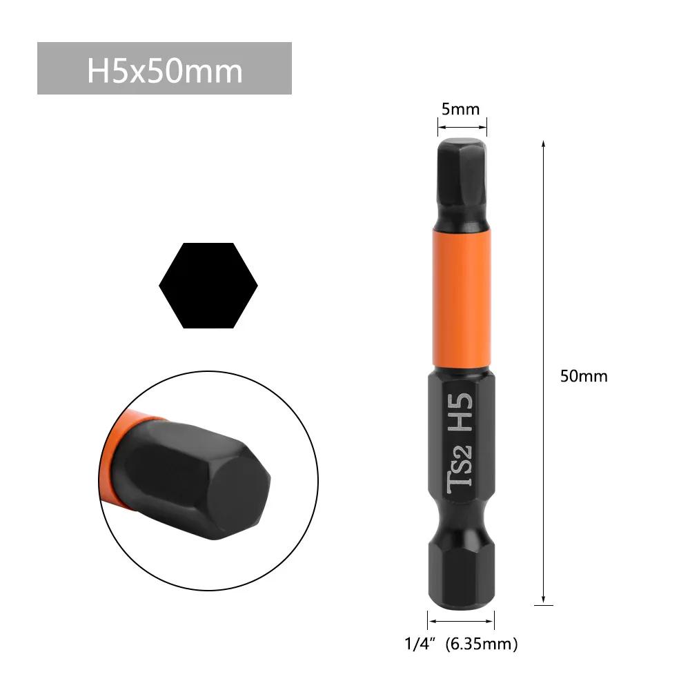 1pc 50/100mm Hex Head Wrench Drill Bit 1/4" Shank Quick Release Magnetic Screwdriver Bit H1.5 H2.5 H3.0 H4.0 H5.0 H6.0